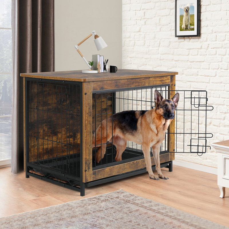Tucker Murphy Pet Dog Crate Furniture Side End Table Mordern Kennel Wooden Heavy duty Dog Cage Dog House Indoor End Table Night Stand w removab